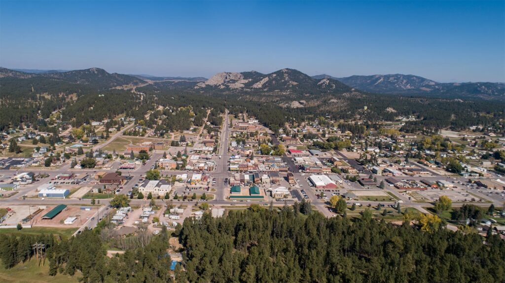 Aerial view of Custer, South Dakota
